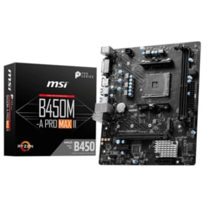 MSI B450M-A PRO MAX II ProSeries Motherboard (mATX, Supports AMD 5000/4000/3000/2000/1000 Series AM4 Processors, M.2, SATA 6G, USB 3.2 Gen 1, DDR4