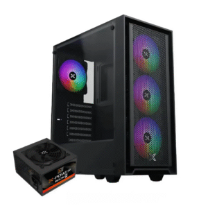 XIGMATEK Sky II FRGB Mid Tower Case 4 Fan RGB Black + X-POWER 600W 80+ White Power Supply