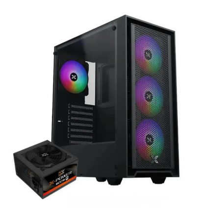 XIGMATEK Sky II FRGB Mid Tower Case 4 Fan RGB Black + X-POWER 600W 80+ White Power Supply