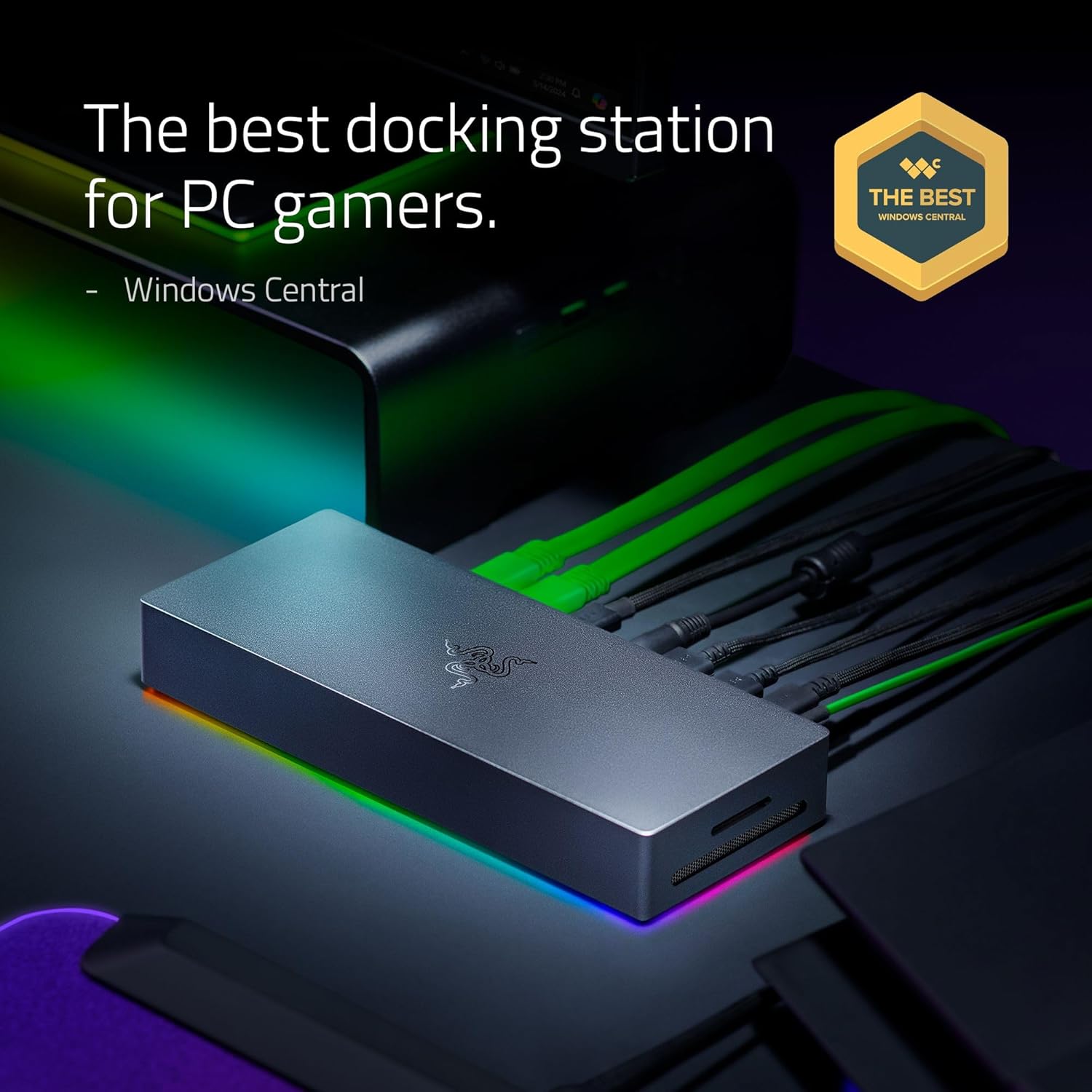 714cZw31-2L._AC_SL1500_ Razer Thunderbolt 5 Dock Chroma, 11 Ports + M.2 SSD Slot, Black | 120Gbps Transfer Speeds, 3x 4K Displays at 144 Hz مزاد - الصورة 1